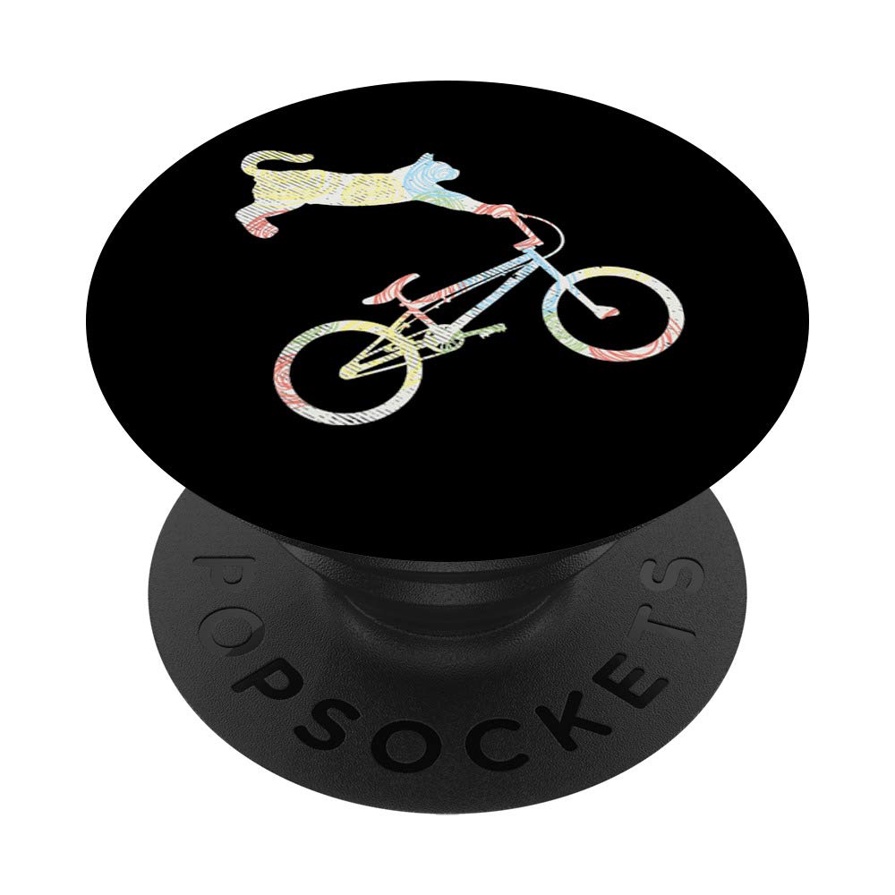 Biker Cat Bmx Bike Funny Animal Biking Cycling Bicycle Gift PopSockets Grip and Stand for Phones and Tablets