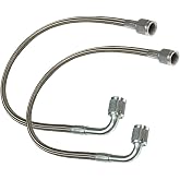 2pcs -3 AN 12" Stainless Braided TFE Brake Line Straight x 90&deg; -3 Brake Hose
