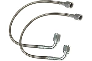 UCCKEYI 2pcs -3 AN 12" Stainless Braided TFE Brake Line Straight x 90° -3 Brake Hose