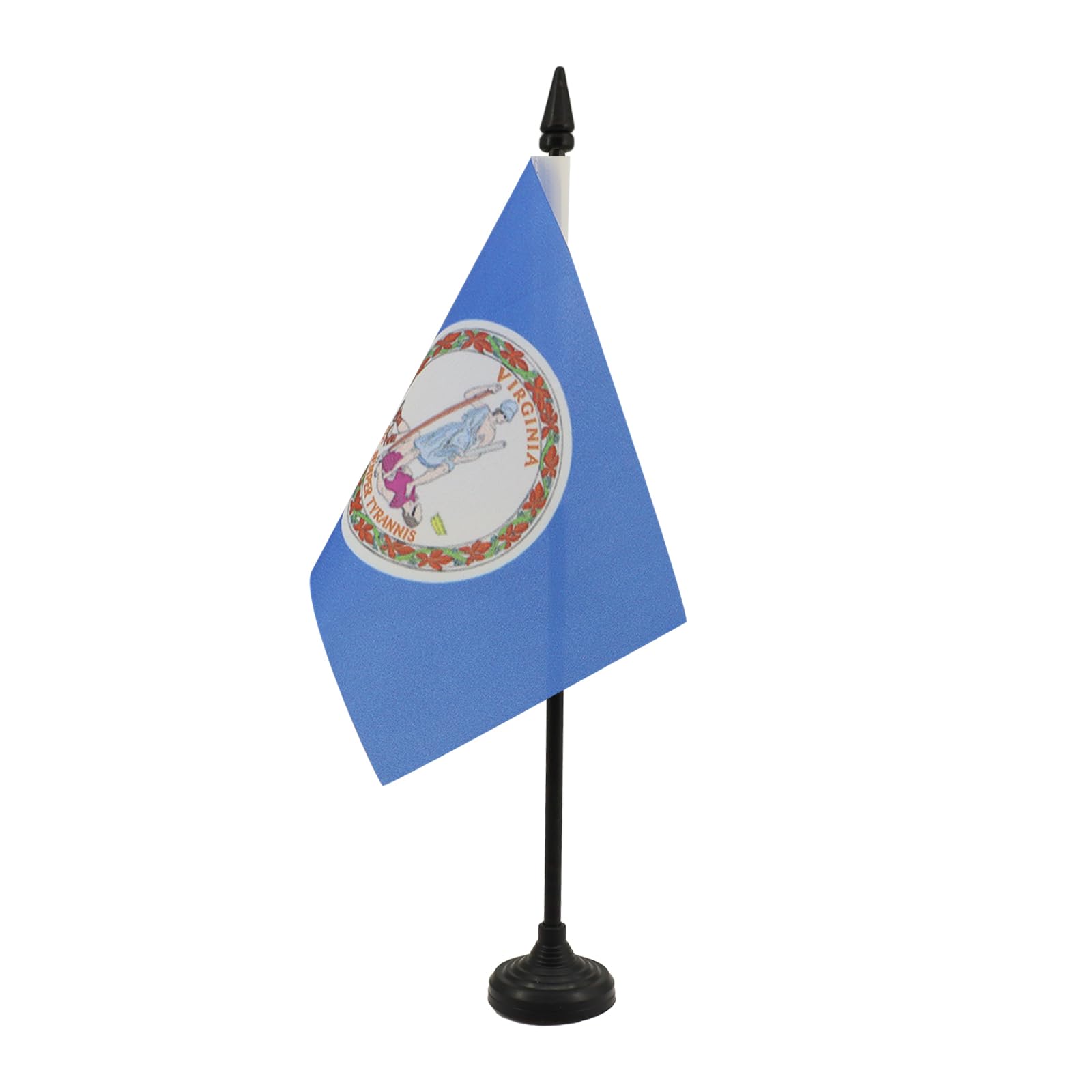 AZ FLAG - Virginia Table Flag 4'' x 6'' - US state of Virginia Office Mini Banner 100% Polyester 15 x 10 cm - Mini Desk Flag with 10'' Pole and Black Plastic Base