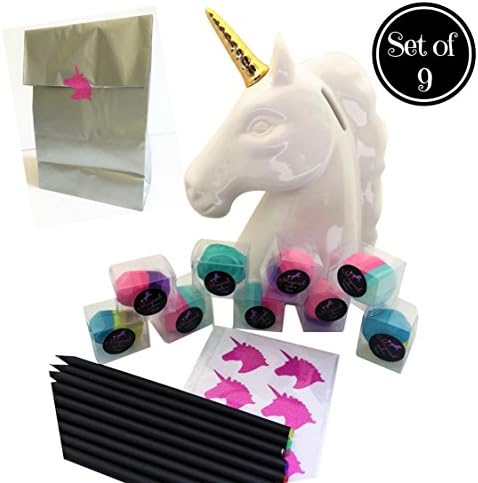 Unicorn Poop Erasers Glitter Pencil Set and Party Favor Bags - 9