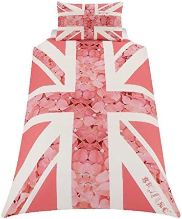 Union Jack Flower Single Duvet - Pink