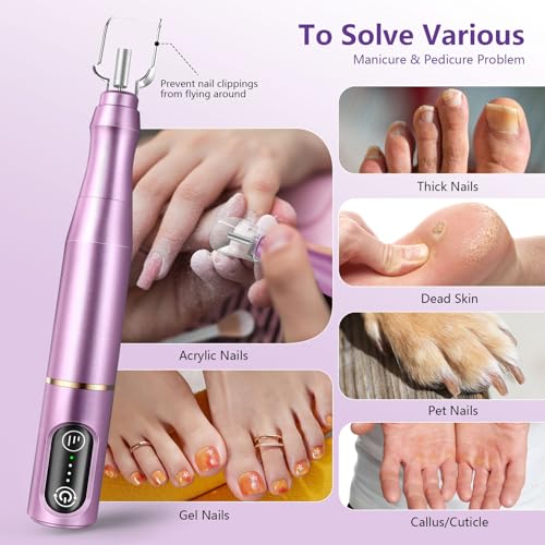 TUOBEO Cordless Nail Drill Electric Nail File Kit, Rechargeable Efile Set, Portable Acrylic Gel Nail Polish Remover Machine, Pedicure Manicure Tool, 11 Bits, 56 Sanding Bands, Salon Home, Purple