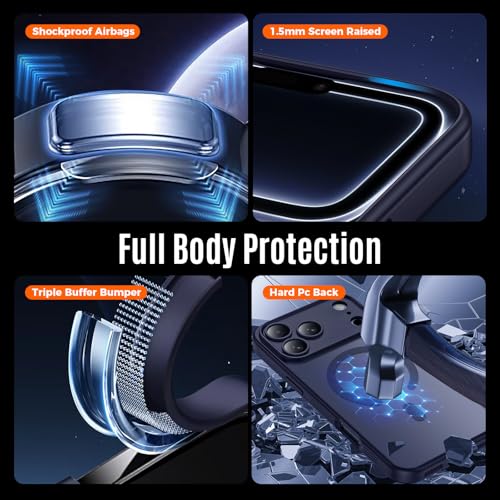 Symcele Designed for iPhone 17 Pro Max Case, Compatible with MagSafe, [Camera Protection] [15FT Military Drop Protection] Shockproof Translucent Matte Anti-Slip Case, 6.9", Deep Blue