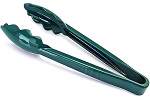 New Star Foodservice 35650 High Heat Plastic Utility Tong, 9-Inch, Green, Set of 12