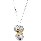 Generic 925 Sterling Silver Openable Acorn Necklace - Women's Botanical Charm Pendant, Heart Shape, 46cm Chain