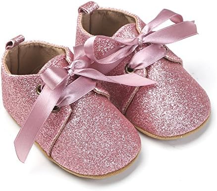 Infant Cute Toddler Baby Bling Soft Sole Tie Tassel Bowknot Crib Shoes (13cm (12-18M), Pink)