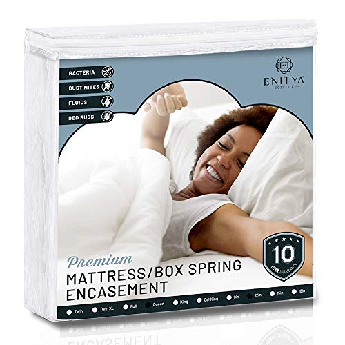 ENITYA Waterproof Zippered Mattress Encasement Protector&Cover with Breathable,Noiseless and Nature Softness Cotton Terry Surface Fabric,Queen Size: W60 x L80 x H12 Inch