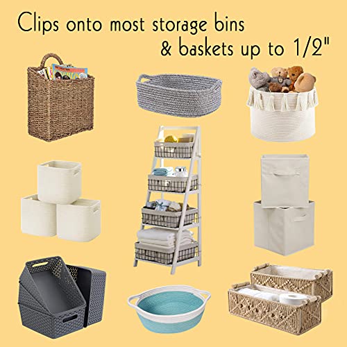 8 Pack Metal Pantry Baskets Labels Clip On for Storage Bins with 2