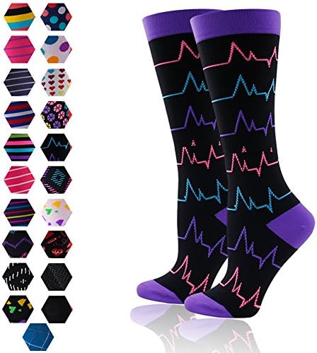 Compression Socks for Women & Men 15-20mmHg Graduated-BEST Running Socks WXXM 1 Pair