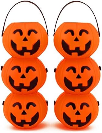 Deco4Fun Set of 18 Mini Jack-O-Lantern Plastic Favor Buckets for Halloween Party Favors, Candy Goody Bags, Table Decorations, Props, Supplies (18-pack, Pumpkin)