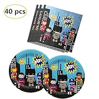 Party Nice Super hero Party Supply Pack - Super hero Party Plates, Super hero Luncheon Napkins