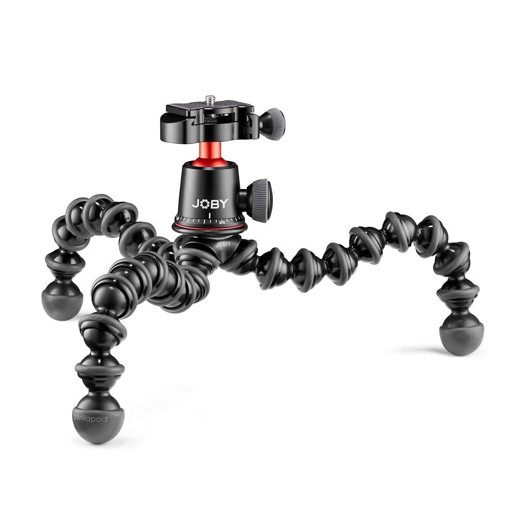 Joby GorillaPod 3K Pro Kit, Includes Stand & BallHead with QR Plate, 6.Lb Load Capacity, Black/Charcoal/Red
