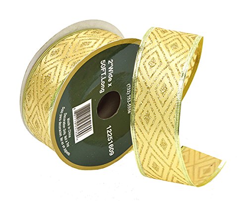 UPC 887718951578, Christmas Decorative Gift and Tree Wired Sheer Glitter Ribbon 2&quot;W x 50FT Spool (Gold)