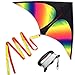 Huge Rainbow Delta Kites for Kids and Adults-60 Wide with 9.5' Long Tail- Easy Flyer - Kit Line and Swivel Included- Good for Outdoor Games and Summer The Beach Toys for Kids (1pack)