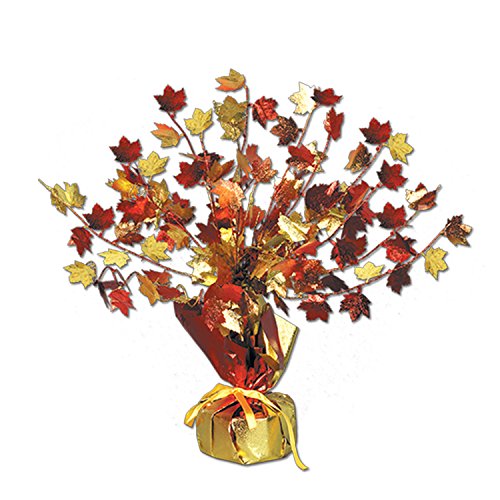 Fall Leaves Gleam 'N Burst Centerpiece 15" Pkg/6