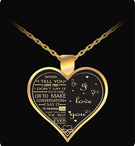 I Love My Wife Charm - Gold Necklace Heart - Gift For Her