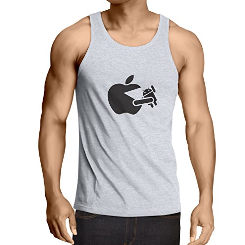 Vest Funny Apple Eating a Robot - Gift for tech Fans (X-Large White Black) - Thumbnail 2