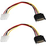 LIQUN 2Pack SATA Power Adapter Cable 15-pin SATA Male to 4-pin Molex Female Power Adapter Cable for IDE Hard Drive 0.66Ft/0.20m