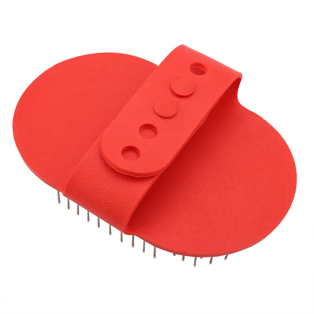 Oumefar Round Silicone Pet Bath Brush Pet Grooming Massage Rubber Comb with adjustable handle Comb Supplies for Haired Dogs Cats(Red)