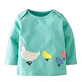 Fiream Girls' Cotton Crewneck Solid Long Sleeve T-shirt(7436TZ,18M)