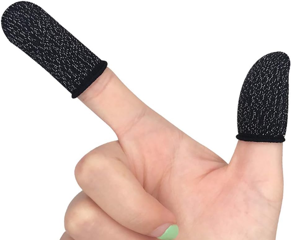 Jazmy 1 Pair Finger Sleeve Ultra-Thin Touch Screen Anti Sweat Controller Gloves for Mobile Phone Game