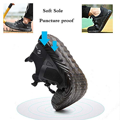 SUDEX Steel Toe Work Shoes Safety Shoes Men Women, Indestructible Shoes Lightweight Breathable Puncture Proof Working Shoes for Construction - Thumbnail 3