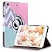 ULAK iPad Mini Case for iPad Mini 3/2 / 1, Lightweight Synthetic Leather Rotating Stand Protective Case Smart Cover with Multi-Angle Viewing for Apple iPad Mini, Mini 2, Mini 3,Pink/Mint