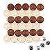 Amerous Thread Wooden Checkers Pieces Nature Wood Backgammon Pieces with Drawstring Bag, 5 Dices Included