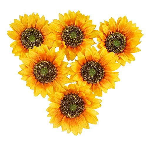 Colorfulife Artificial Silk 5.5" Big Sunflower Flower Head for Wedding Home Party Decoration Hair Clip Wreath Decorative (10)