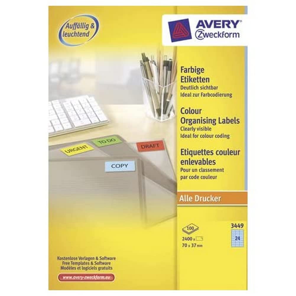 Avery Zweckform Universal Labels 70 x 37 mm for All A4 Printing Blue