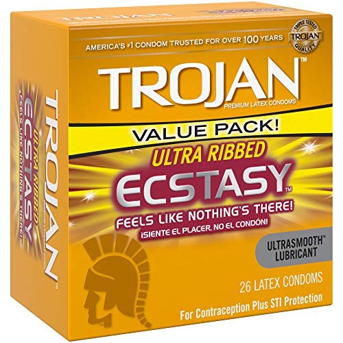 1 Trojan+Condoms+Ribbed+Ecstasy+Lubricated
