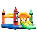 Costzon Inflatable Bounce House, Castle Jumper Slide Mesh Walls, Kids Party Jump Bouncer House w/Repairing Kit, Stakes, Carry Bag Without Blower (Crayon Theme)