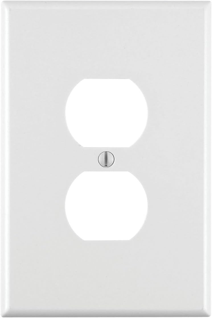 Leviton, White 88103 1-Gang Duplex Receptacle Wallplate, Oversized, Thermoset, Device Mount - Outlet Plates - 