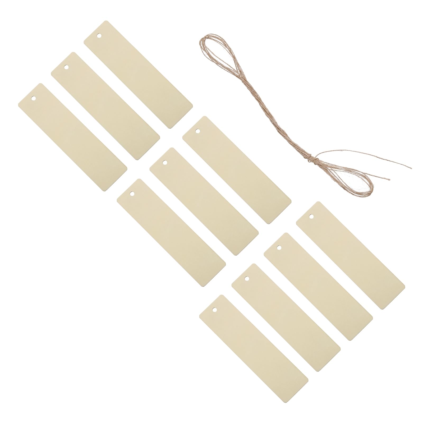 PATIKIL 4.7" x 1.3" Blank Wood Bookmark, 30 Pack Rectangle Wooden Book Marks Page Markers with Jute Rope for Women Book Lover DIY Projects Gift