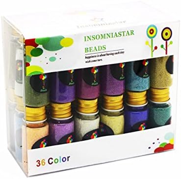 INSOMNIASTAR 720g nail art tiny small beads crafts 36 color (Gold lid)