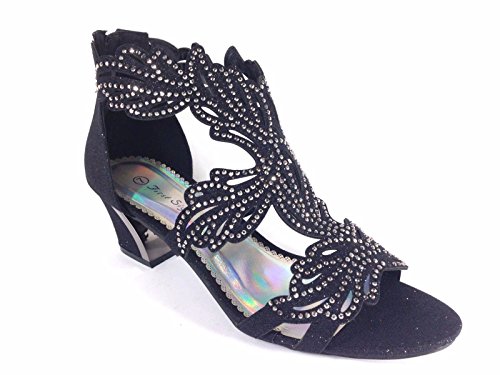 Lime03n womens open toe mid heel wedding rhinestone gla…
