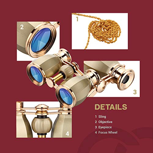 ESSLNB Opera Glasses Binoculars for Women Adults 4X30mm Theater Glasses