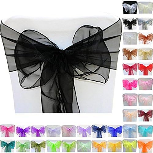 100pcs Organza Sashes Chair Cover Bows Gold chair sashes For Wedding Banquet Decor Blue/Royal Blue/Red