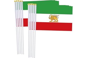 10 Pack Old Iran Handheld Small Flag,Mini Old Iranian Hand Held Miniature Stick Decor