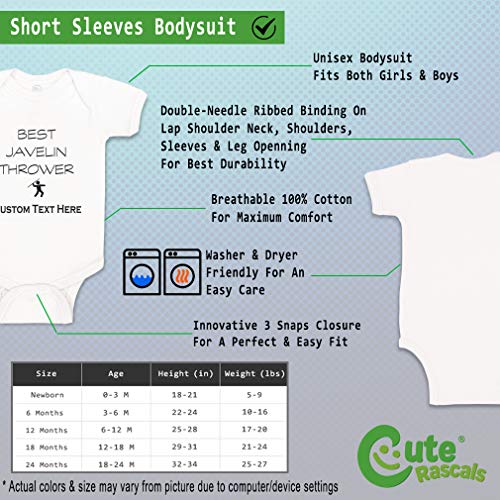 Custom Personalized Boy & Girl Baby Bodysuit Best Javelin Thrower Sport Funny Cotton Baby Clothes White Personalized Text Here 6 Months