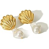 Gold Shell Drop Earrings for Women Seashell Dangle Earrings Ocean Beach Earrings Summer Jewelry Gift
