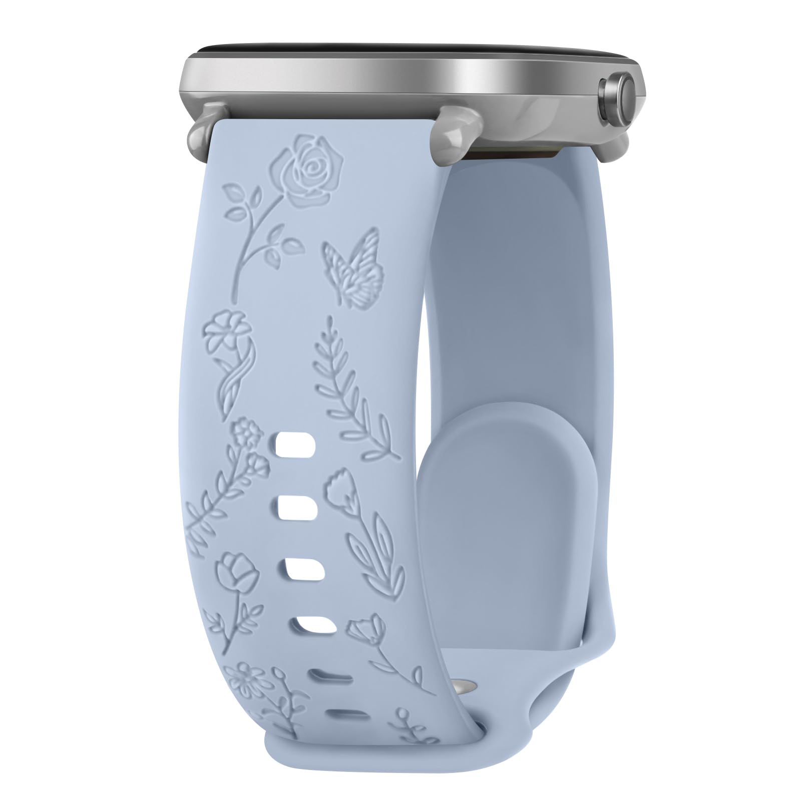 Mugust Rose Butterfly Strap for Amazfit GTS, 20mm Silicone Watch Band, Blue, 20mm