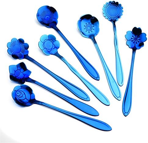 Cha Long 8 Pcs Rainbow Flower Stainless Steel Spoons Set,Coffee Tea Mixing Soup Sugar Dessert Appetizer Seasoning Bistro Fruit Cake Spoons, Party Farvors (#2)