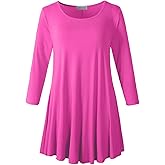 LARACE 3/4 Sleeve Shirts for Women Plus Size Tunic Dressy Top Loose Fit Flare T-Shirt