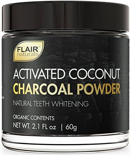 FLAIR Naturals Activated Coconut Charcoal Powder - Natural &amp; Organic Teeth Whitening (60 Grams)
