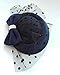 Women's Fascinators Hat Pillbox Hat Cocktail Party Hat with Dot Veil Bowknot Hair Clip, Dark Navy Blue, One Size
