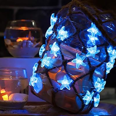 Silverstro Nautical Theme String Lights, 10ft 30 LEDs Ocean Starfish Fairy Lights with Remote, USB & Battery Operated… 51ke24VVOYL
