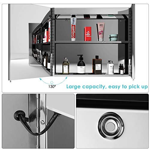 Homfa LED Lighted Bathroom Mirror 30L x 26H inch Medicine