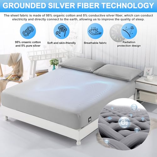 Conductive Ground Sheet, Grounding Bed Sheet, Floor Mat according to EU Standard, with 5% Silver Fibre and 95% Organic Cotton, for Sleep Better Energy Recovery (180 x 200 cm)